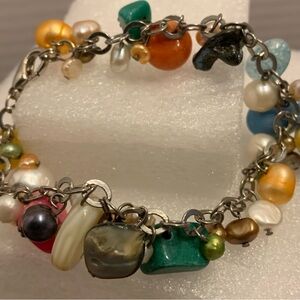Multicolor Gemstone Charm Bracelet